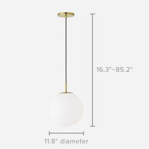 Castlery Cedric Pendant Lamp, Modern Brass Hanging Globe Ceiling Light, 11.8"